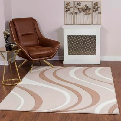 Abbildung von Surya Ramila Teppich Läufer Modern Abstrakt Design in Marmor Optik für Esszimmer, Schlafzimmer, Wohnzimmerteppich weicher Groß 80x150cm Weiß, Braun