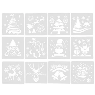 Abbildung von Toyvian 12pcs Weihnachten Schablonen Vorlage DIY Handwerk für Kunst Zeichnung Malerei Sprühen Grußkarten Sammelalbum Alben