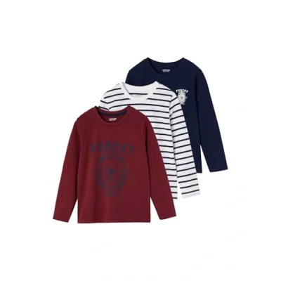 Abbildung von Vertbaudet 3er Pack Jungen Langarmshirts Oeko Tex Bordeaux 128