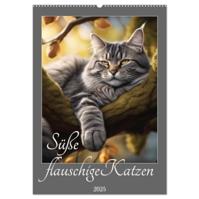 Abbildung von Süße flauschige Katzen (Wandkalender 2025 DIN A2 hoch), CALVENDO Monatskalender