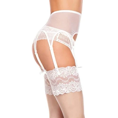 Abbildung von Glamory Damen Garter Belt Strumpfhalter,100 DEN,per pack Weiß (Weiß Weiß),44 (Herstellergröße:L (44 46))