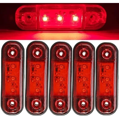 Abbildung von Seitenmarkierungsleuchten, 10 Stück 3LED Auto Markierungsleuchten Autoseiten Kontrollleuchten 12V 24V Vordere Seitenleuchte Positionsleuchten für LKW (Rot)