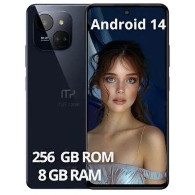Abbildung von Limitiertes schlankes und Elegantes Smartphone NFC Funktion ohne Vertrag myPhone N23 Plus 5G Midnight Blue + Akku 5000mah Kamera 50mpx, FHD+ Display 256 GB, bis zu16GB RAM Android 14. 6&#039;78 Zoll