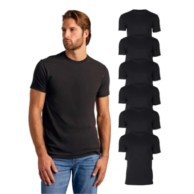 Abbildung von True Classic Herren T Shirt mit Rundhalsausschnitt und kurzen Ärmeln, 6er Pack Schwarz, XL
