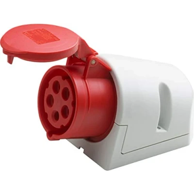 Abbildung von Meister CEE Steckdose Aufputz 5 polig rot 400 V 32 A Maximaler Kabelquerschnitt 6,0 mm² (flexible Adern) &amp; 10,0 (starre IP44 Außenbereich / Wandsteckdose 7424110
