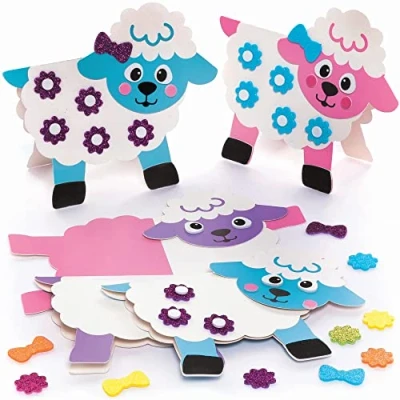 Abbildung von Baker Ross Lamm Osterkarten 6er Pack, Karten Basteln für Kinder (FC485)
