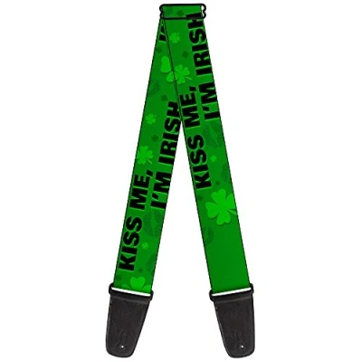 Abbildung von Buckle Down GS W31109 Gitarrengurt &quot;Kiss Me, I&#039;M IRISH! Clovers/Kisses Greens/Black&quot;