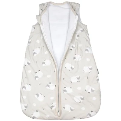 Abbildung von TupTam Baby Ganzjahresschlafsack 2.5 TOG, OEKO TEX zertifiziert, wattiert, Unisex, atmungsaktiv, Farbe: Schafe Zahlen Beige Weiß, Größe: 80 86