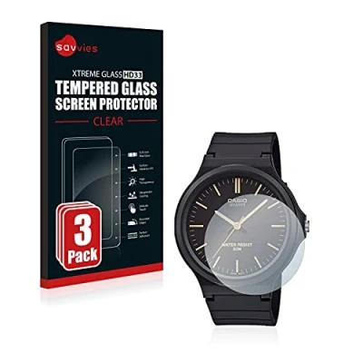 Abbildung von Savvies Panzer Schutz Glas für Casio Unisex MW 240 (3 Stück) 9H Hartglas, Anti Fingerprint, Displayschutz