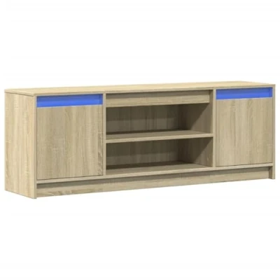 Abbildung von vidaXL TV Schrank mit LED, Fernsehschrank Stauraum, Fernsehtisch für Wohnzimmer Schlafzimmer, Lowboard Möbel, Sonoma Eiche Holzwerkstoff