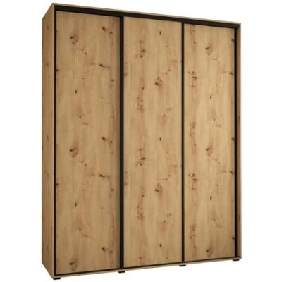 Abbildung von MEBLE KRYSPOL Davos 1 200 Schlafzimmerschrank mit DREI Schiebetüren Moderner Kleiderschrank Kleiderstange und Regalen 235,2x200x45 cm Artisan Schwarz