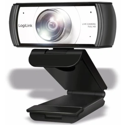 Abbildung von LogiLink UA0377 Konferenz HD USB Webcam, 120 Ultraweitwinkelobjektiv, Dual Mikrofon mit Rauschunterdrückung, manueller Fokus, für Videokonferenzen &amp; Live Streaming, Schwarz