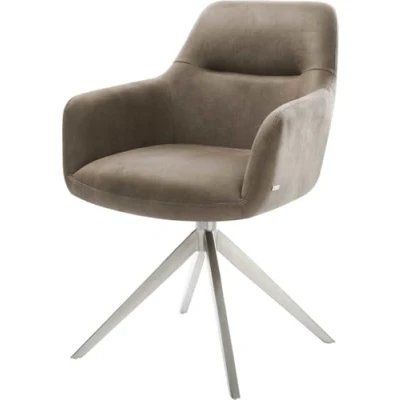 Abbildung von Drehstuhl Pejo Flex Mikrofaser Taupe Vintage Kreuzgestell breit Edelstahl 360 drehbar Wippfunktion Taschenfederkern