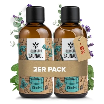Abbildung von Heldengrün Bio Saunaaufguss Atemfrei [ECHTE ÖLE] Saunaöl mit Menthol, Eukalyptus &amp; Lavendel Natur Sauna Aufgussmittel ätherischem Öl 2 x 100 ml