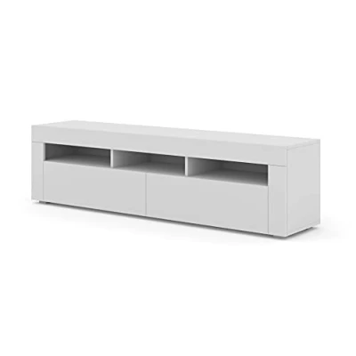 Abbildung von BIM Furniture Lowboard TV Schrank Moreno 160 cm Hängend oder Stehen universal Unterschrank Fernsehschrank Board Sideboard HiFi Tisch Hängender (Weiß Matt)