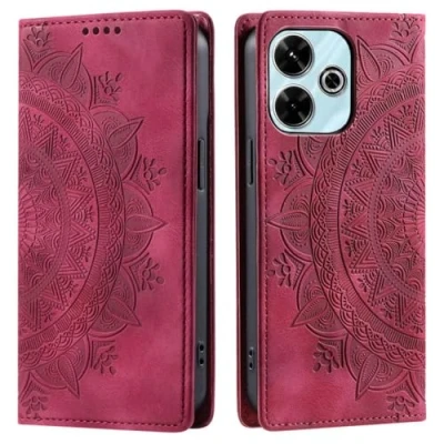 Abbildung von CoverKingz Handyhülle für Xiaomi Redmi 13 5G/4G Handytasche mit Kartenfach Schutzhülle Cover Handy Hülle klappbar Motiv Mandala Rot