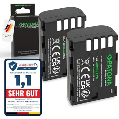 Abbildung von PATONA 2X Premium DMW BLF19 E Akku 2400mAh Ersatzakku kompatibel mit Panasonic Lumix DC G9 G9L G9EG G9LEG GH5 GH5L GH5M GH5S GH4 GH4A GH4H GH4M GH4R GH4U GH3 GH3A GH3H Sigma BP 61 DMWBLF19E