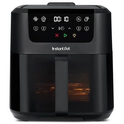 Abbildung von Instant Pot Vortex Compact Schwarz Heißluftfritteuse 5 l Korb, Familiengröße, 4 in 1 Heißluftfrittieren, Trocknen, Backen, Aufwärmen, Antihaftbeschichtung, leicht zu reinigen, spülmaschinenfest
