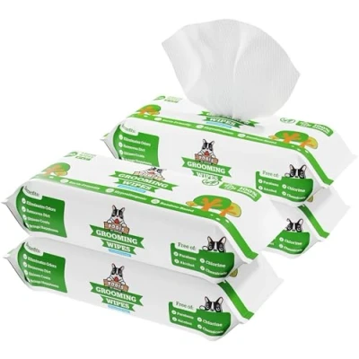 Abbildung von Pogi’s Feuchttücher für Hunde Vorratspack, unparfümiert &amp; hypoallergen, mit Bambusfasern 400 Stück (4x100)