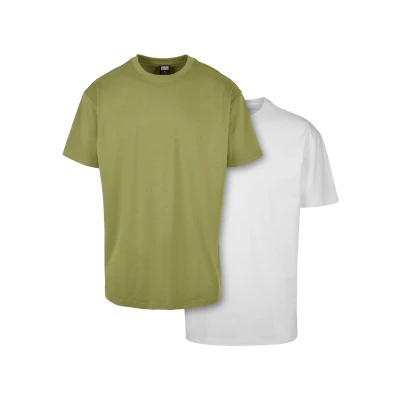 Abbildung von Urban Classics Heavy 2PACK Tshirt basic, Herren, Größe: Large, Newolive white