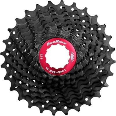 Abbildung von Kassette 11 Fach Sunrace CSRX1 36z Schwarz/Rot