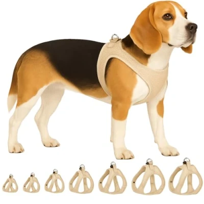 Abbildung von Flamingo Step Go Bento Geschirr Beige, L (A: 32 37 cm, B: 42 46 3 mm), Verstellbar und Komfortabel, Ideal für Cocker Spaniel, Französische Bulldogge, Beagle, Zwergschnauzer usw.