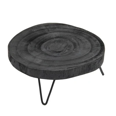 Abbildung von Creative Co Op Dekorativer Sockel aus Paulownia Holz, 22,9 cm, Schwarz