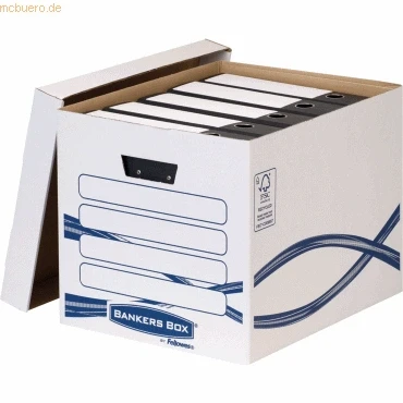 Abbildung von 10 x Bankers Box Archivbox Hoch Basic 333x320x410mm weiß/b