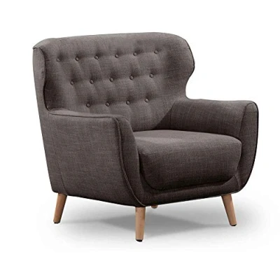 Abbildung von CAVADORE Sessel Abby / Klassischer Polstersessel mit Knopfheftung 87 x 89 88 Strukturstoff, dunkelgrau