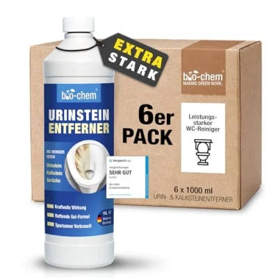 Abbildung von bio chem Urinsteinentferner EXTRA STARK 6x 1000 ML Extrem kraftvoller &amp; hochkonzentrierter Profi WC Reiniger Entfernt mühelos hartnäckigste Ablagerungen und Gerüche Made in Germany