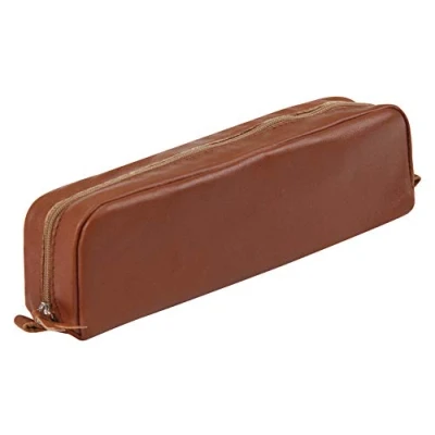 Abbildung von Clairefontaine 8422C Schlampermäppchen (aus echtem Leder, gefärbt, 21 x 4x 6cm, rechteckig) 1 Stück kastanienbraun