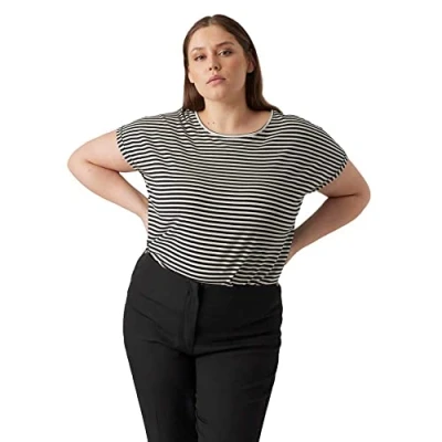 Abbildung von Vero Moda Curve Vmaya Plain Tshirt print, Damen, Größe: 46/48, Black/pristine