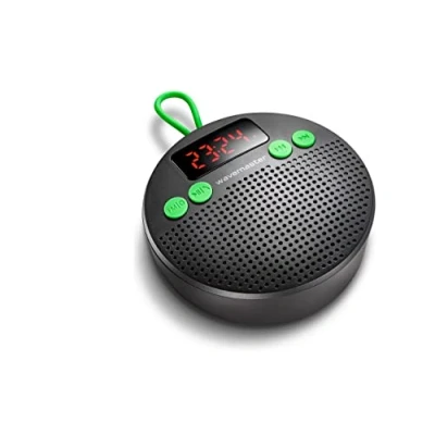 Abbildung von Wavemaster MOBI 3 Tragbarer Bluetooth Lautsprecher für Unterwegs (360 Klangfeld) mit Radio, Wecker und Freisprechfunktion mobile Soundquellen, IPX5 Spritzwasserschutz Anthrazit / Grün