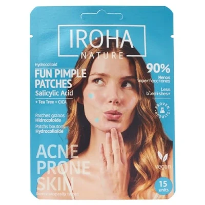 Abbildung von Iroha Nature akne pflaster FUN Salicylsäure, Teebaumöl und Centella Asiatica Reduziert Pickel schnell effektiv Herzen Sternenform 15er Pack