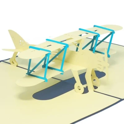 Abbildung von LINPopUp®, LIN POP 146 UP Karten 3D Grußkarten, Geburtstagskarten Glückwunschskarten Führerschein Pilot Flugzeug, Doppeldecker