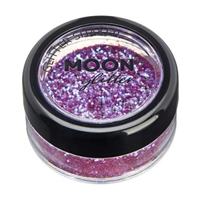 Abbildung von Streuer mit schillerndem Glitter von Moon 100% kosmetische Glitzer für Gesicht, Körper, Nägel, Haare und Lippen 5g Violett