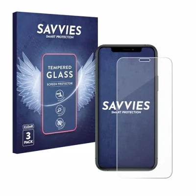 Abbildung von Savvies Panzer Schutz Glas für Apple iPhone 11 Pro (3 Stück) 9H Hartglas, Anti Fingerprint, Displayschutz