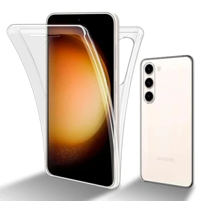 Abbildung von Cadorabo Hülle kompatibel mit Samsung Galaxy S23 Schutzhülle TPU Silikon Case 360 Slim Kratzfest Weiche Gummi Rundumschutz für in Transparent