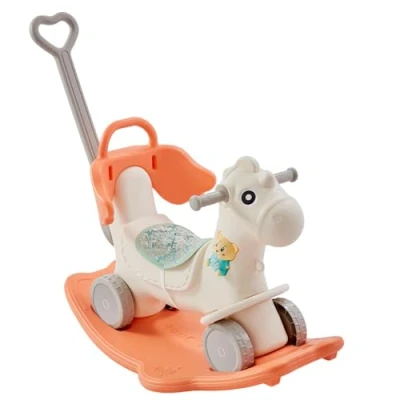 Abbildung von VEVOR 4 in 1 Schaukelpferd für Kleinkinder von 13 Jahren, Baby mit abnehmbarem Balance Board, Schiebegriff und leichtgängigen Rädern, trägt bis zu 36 kg HDPE Kinder Rutschspielzeug
