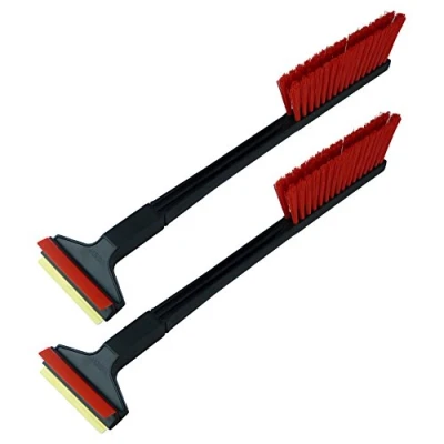 Abbildung von [ 2 Stück ] Eiskratzer Auto mit Besen Murska Messing 420mm Scheibenkratzer Schneebesen Schneebürste lang Schneefeger Eisschaber Winter Schnee Feger Finnland (2x L&amp;P A056 Schwarz Rot)