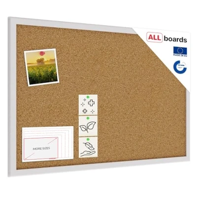 Abbildung von ALLboards Pinnwand mit Silbernem Holz Rahmen 60x40cm Korktafel Korkwand Kork