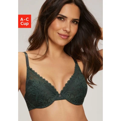 Abbildung von s.Oliver Push up BH, aus dezent transparenter Spitze in blumiger Optik, Dessous