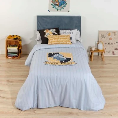 Abbildung von Belum Harry Potter Bettbezug, Bettbezug mit Knöpfen, 100% Baumwolle, Modell Hufflepuff Sweet für 80 cm breites Bett (140 x 200 cm)