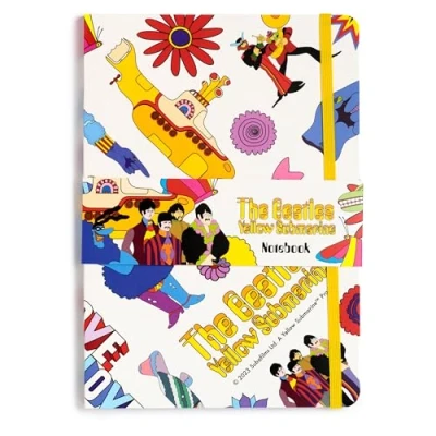 Abbildung von Puckator Notizbuch A5, liniert aus recyceltem Papier Yellow Submarine, Beatles Weiß
