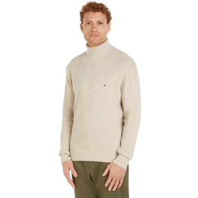 Abbildung von Tommy Hilfiger Structure ROLL NECK Strickpullover, Herren, Größe: XXL, Heathered oatmilk