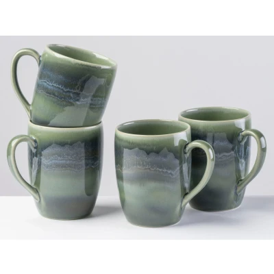 Abbildung von gipfelstück Becher &quot;Tiefer See&quot;, (Set, 4 tlg.), Scandi Style, Reaktivglasur, jedes Stück ein Unikat, teilig
