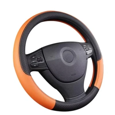 Abbildung von Pahajim Lenkradbezug Leder 37 38cm Lenkradhülle Universal Anti Rutsch Lenkradschoner Atmungsaktiver Lenkradschutz Geeignet für Auto/Jeep/SUV