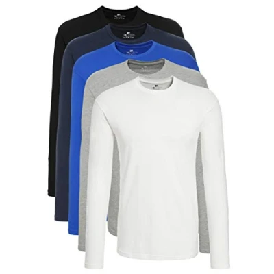 Abbildung von Lower East Herren LE133 Langarmshirt, Schwarz/Dunkelblau/Königsblau/Hellgrau Melange/Weiß (5er Pack), M