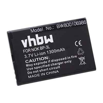 Abbildung von vhbw Akku kompatibel mit Nokia Asha 303 Handy Smartphone Telefon (1300 mAh, 3,7 V, Li Ion)