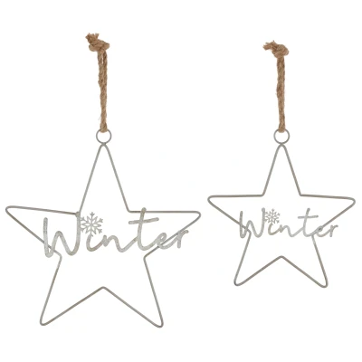 Abbildung von RIFFELMACHER &amp; WEINBERGER Dekostern &quot;Weihnachtsstern, Winter, Weihnachtsdeko&quot;, (2 St.), aus Metall mit Kordel, 30 cm + 41